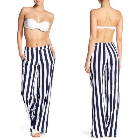 Onia Pants - NWT Onia Mila Striped Wide Leg Beach Pants Size Medium